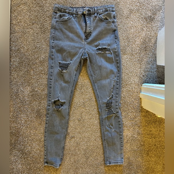 Topshop Denim - Topshop Jamie jeans light gray ripped